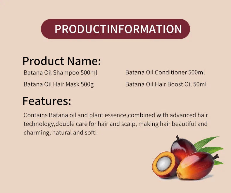 500ml Batana Oil Shampoo and Conditioner Set for Hydrating Care, Softening Hair, and Improving Dryness and Frizz