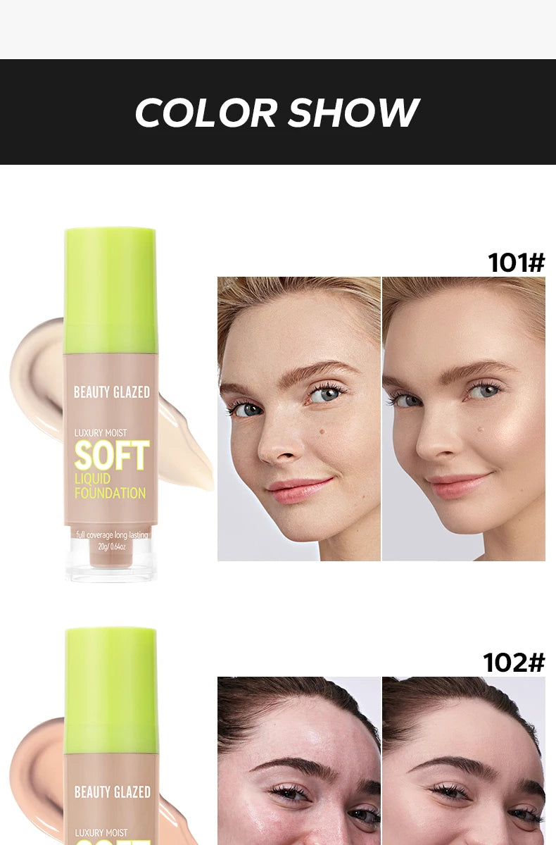 Beauty Glazed Full Coverage Matte Liquid Foundation Waterproof BB Cream Lasting Oil Control Long-lasting Natural Face Makeup