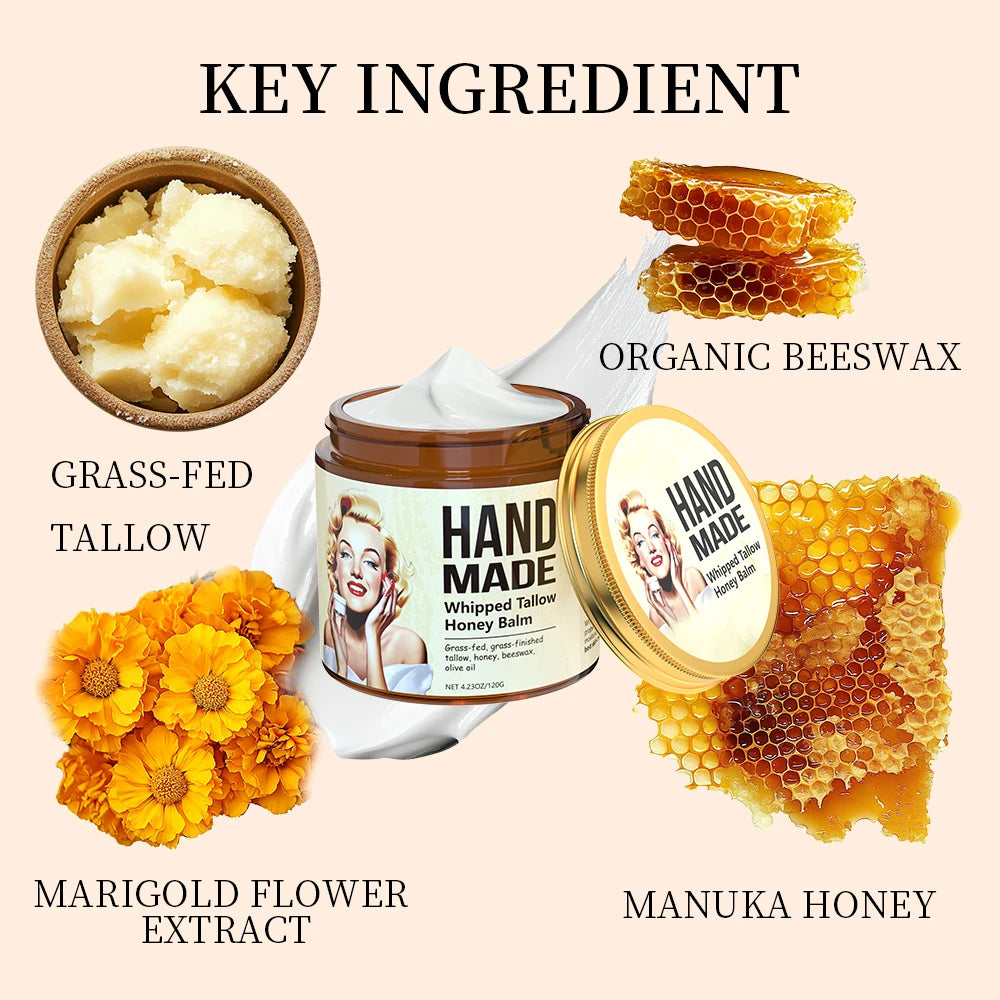 ENVISHA Handmade Skin Care Honey Whipped Tallow Face Cream Anti-aging Wrinkle Whitening Moisturizing Nourishing Beauty Health