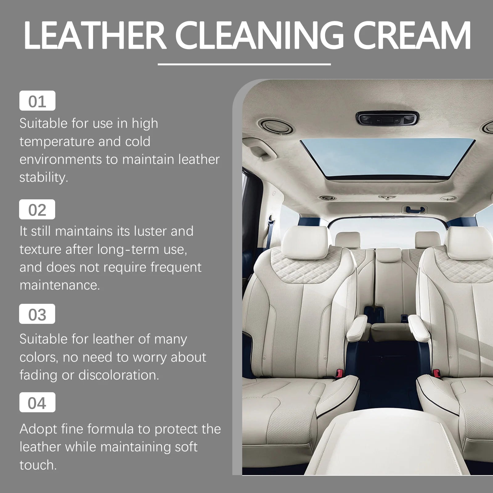 Waterproof Leather Conditioner Auto Leather Care Paste with Beeswax Deep Moisturizer Anti Aging Protects & Beautifies Autocare