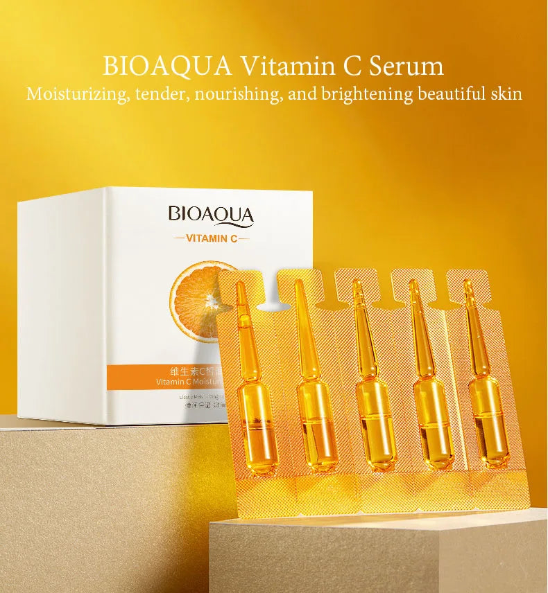 20pcs BIOAQUA Vitamin C Serum Moisturizing Refreshing Whitening Nourishing Anti-aging Face Essence Facial Skin Care Products