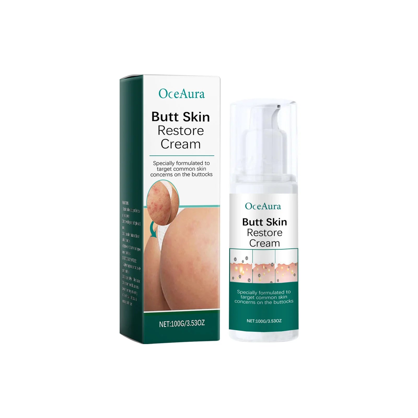 OCEAURA Butt Care Cream Lightens Dark Spots Reduce Melanin Improve Skin Elasticity Even Skin Tone Brightening Firming Hip Care