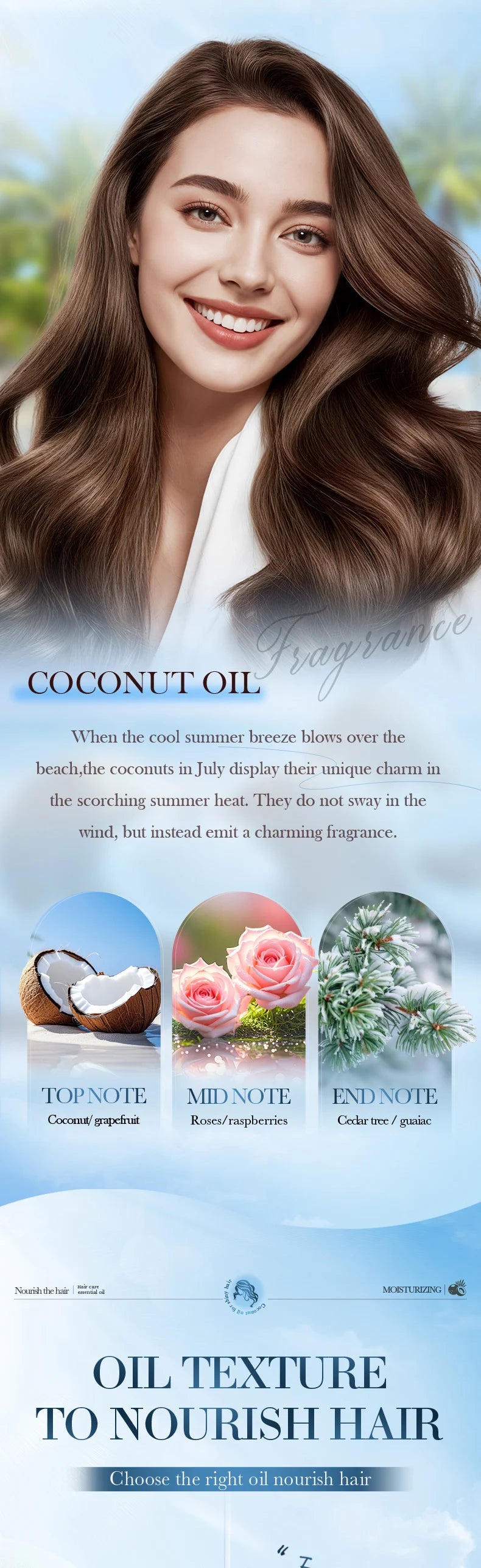 SADOER Coconut Hair Care Oil Hair Essence Repair Dry Damaged Hair Smooth Nourishing Moisturizing Treatments for Hair