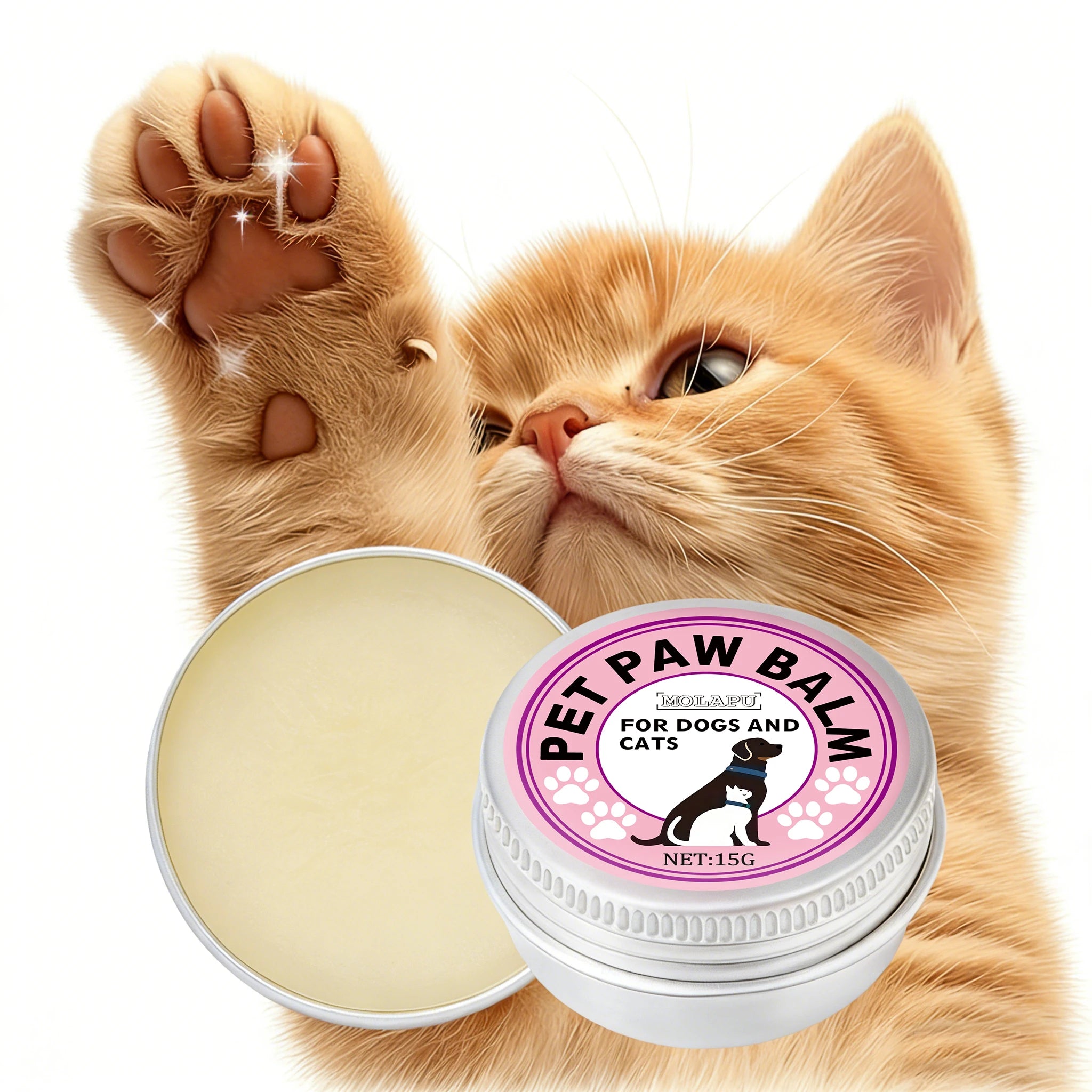 Pet nose, eyes, and paws care cream, containing shea butter, gentle formula, moisturizing and nourishing, suitable for outdoor s
