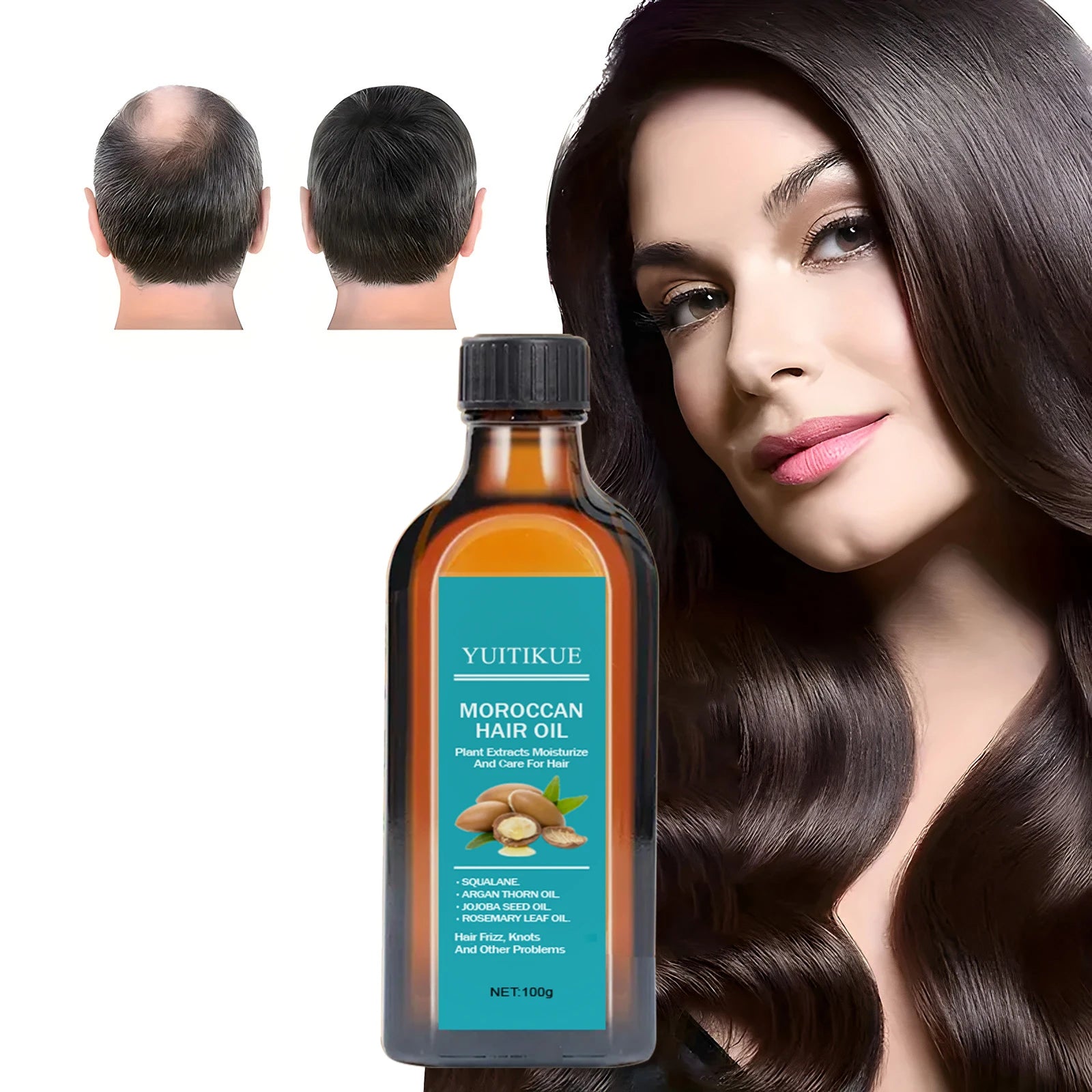 YUITIKUE Moroccan Hair Oil, Rosemary & Argan Infused, Anti Hair Loss, Nourish Scalp & Strengthen Roots