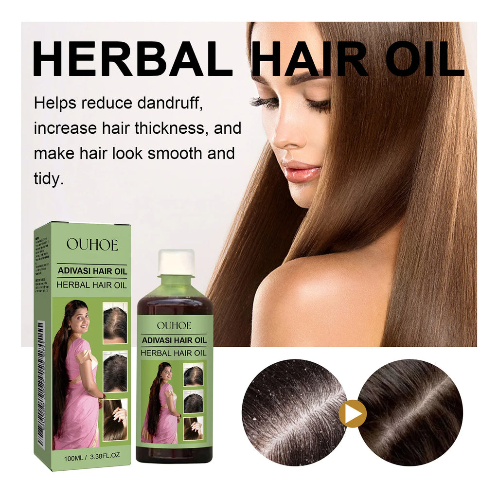 100ml Hair Growth Essential Oil India Adivasi Rosemary Damaged Hydrate Nourishing Scalp Reduce Dandruff Herbal Hair Care Serum
