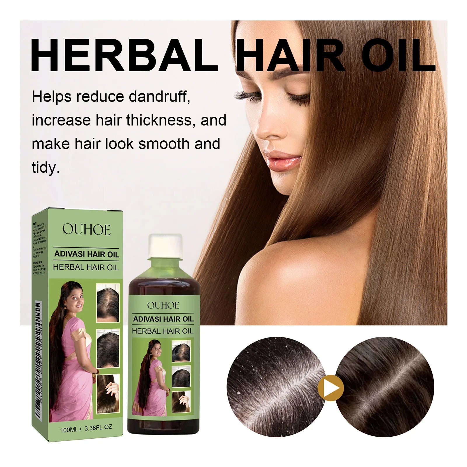 100ml Hair Growth Essential Oil India Adivasi Rosemary Damaged Hydrate Nourishing Scalp Reduce Dandruff Herbal Hair Care Serum