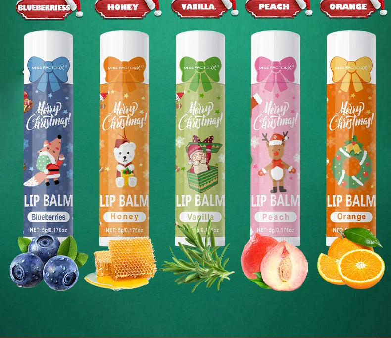 10PCS/Box Christmas gift box, lip balm set, deeply hydrating lip moisturizer, lip color brighten, gift to women