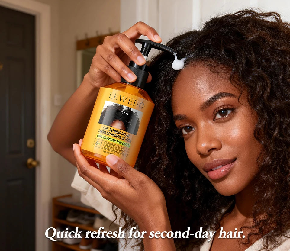 280ml Curly Hair Cream Black Castor Oil Moisturizing Hair Styling Cream Hair Smoothing Anti-Frizz Wavy Hair Defining Cream