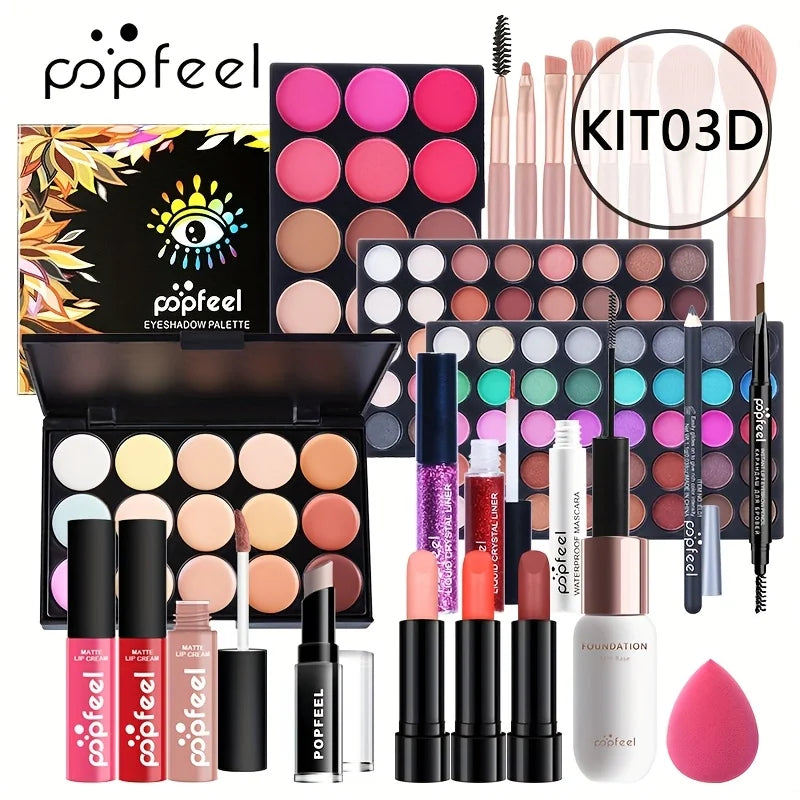 24 piece cosmetic gift box, including eye shadow, liquid foundation, lipstick and makeup brush, girls' beauty supplies