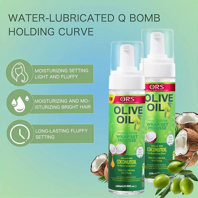 Curly Hair Mousse For Wigs Strong Hold Olive Oil Hair Styling Mousse Anti-Frizz Hair Foam Mousse For Styling Hair Women Men