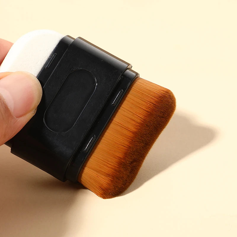 1Pcs Double-Ended Foundation Makeup Brush With Dust Cover Wave Top Contour Beauty Tool For Liquid Powder Concealer Cream