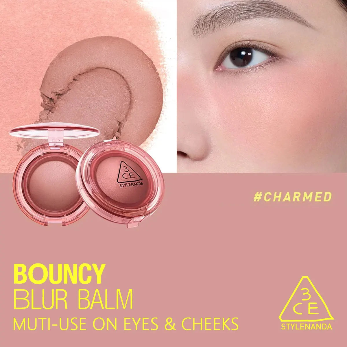 3CE Bouncy Blur Balm,Multi-Use,Creamy Texture,Blurring Effect,Long-Lasting Color,Soft-Focus,Natural Glow,K-Beauty,Korean Makeup