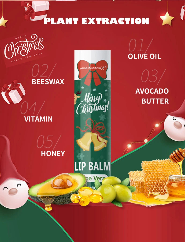 10PCS/Box Christmas gift box, lip balm set, deeply hydrating lip moisturizer, lip color brighten, gift to women