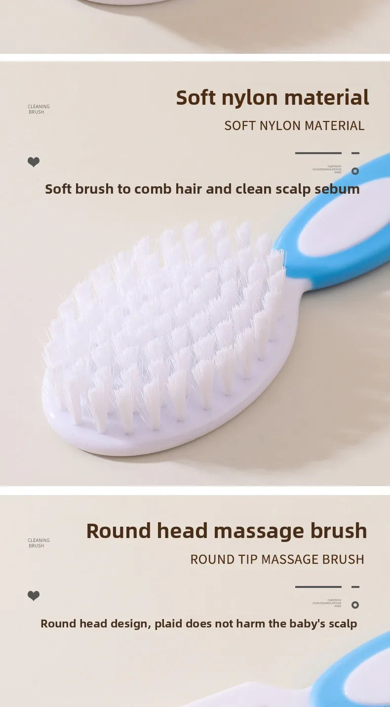 Baby Hair & Body Wash Brush Set-Soft Bristle Bath Scrubber,Gentle Hair Comb & Woolen Care Brush for Gentle Cleansing & Grooming