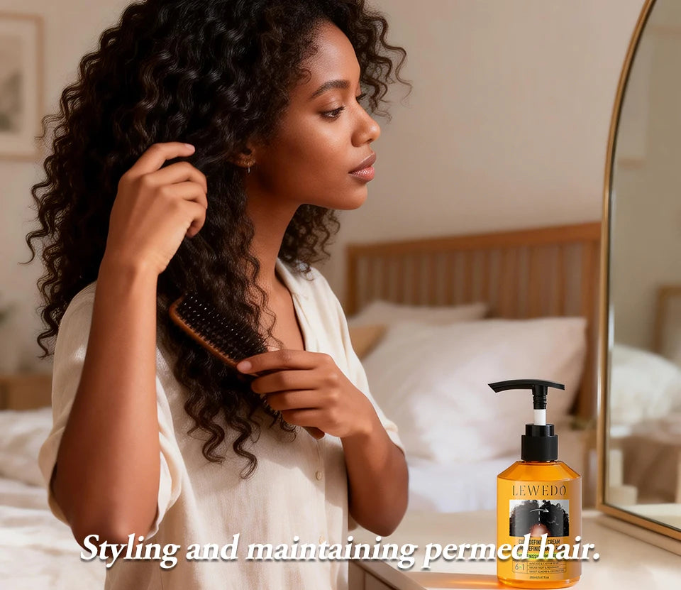 280ml Curly Hair Cream Black Castor Oil Moisturizing Hair Styling Cream Hair Smoothing Anti-Frizz Wavy Hair Defining Cream