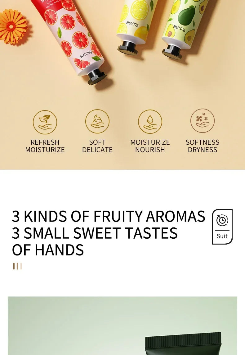 5Pcs/set Fruit Plant Fragrance Hand Cream Sets Moisturizing Repair Anti Dry Hand Lotion Sets Hands Skin Care Products