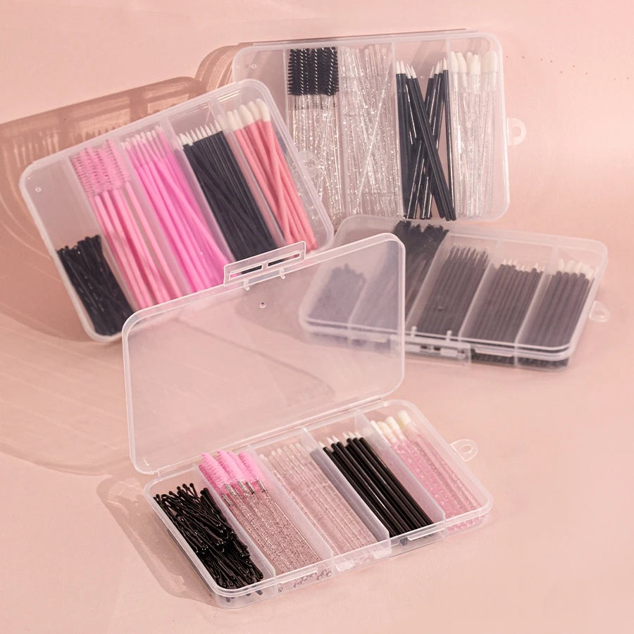 80pcs Professional Makeup Brush Set Box Eyebrow Eyelash Lip Brushes Hairpin Micro Brush for Eyelash Extension Makeup Tools