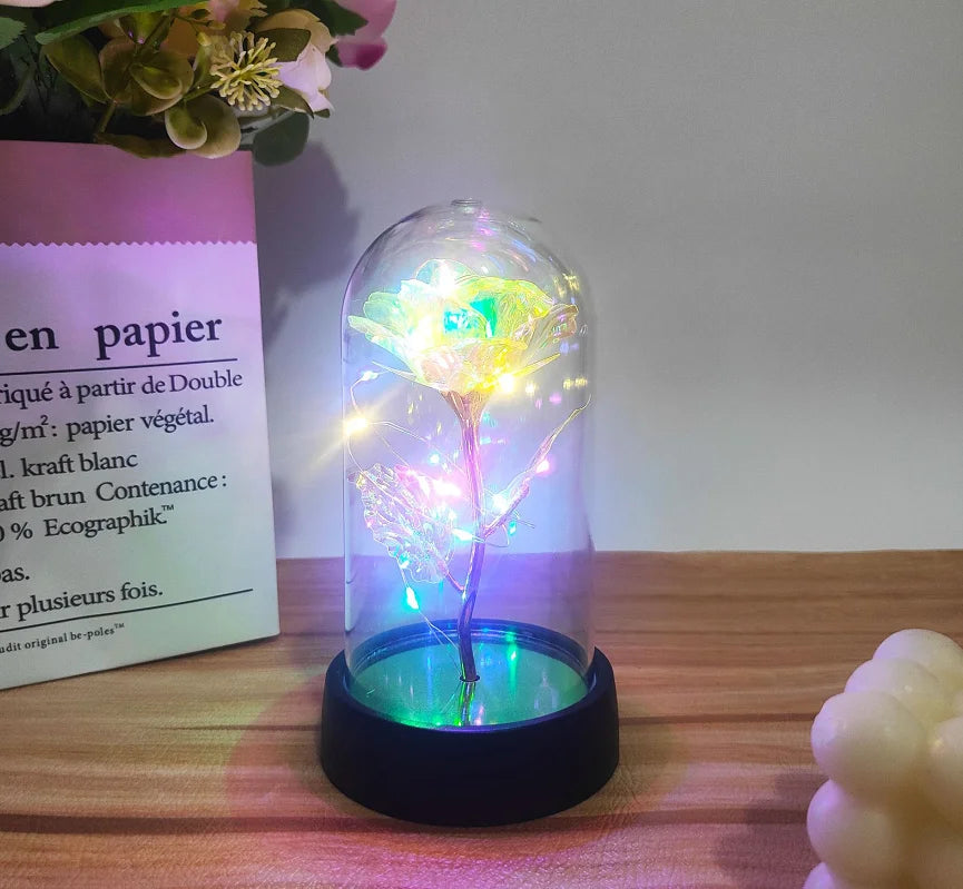 1pc Hot LED Enchanted Galaxy Rose Eternal Beauty Rose With Fairy Lights in Dome for Valentine's Day Wedding Party Mother's Day