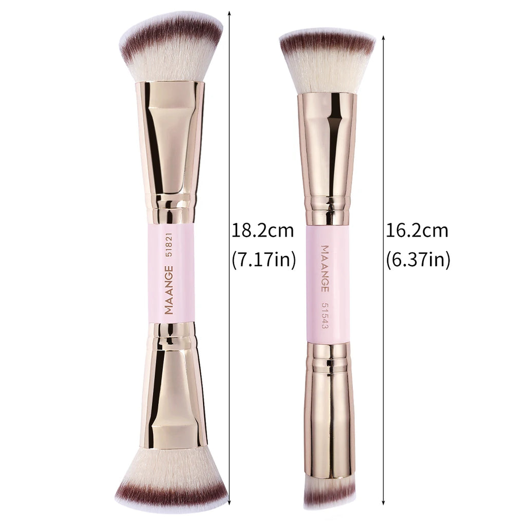 New Double-ended Makeup Brush Foundation&Contour Powder Blush Multi-functional BrushNo Powder Absorption High-value Beauty Tools