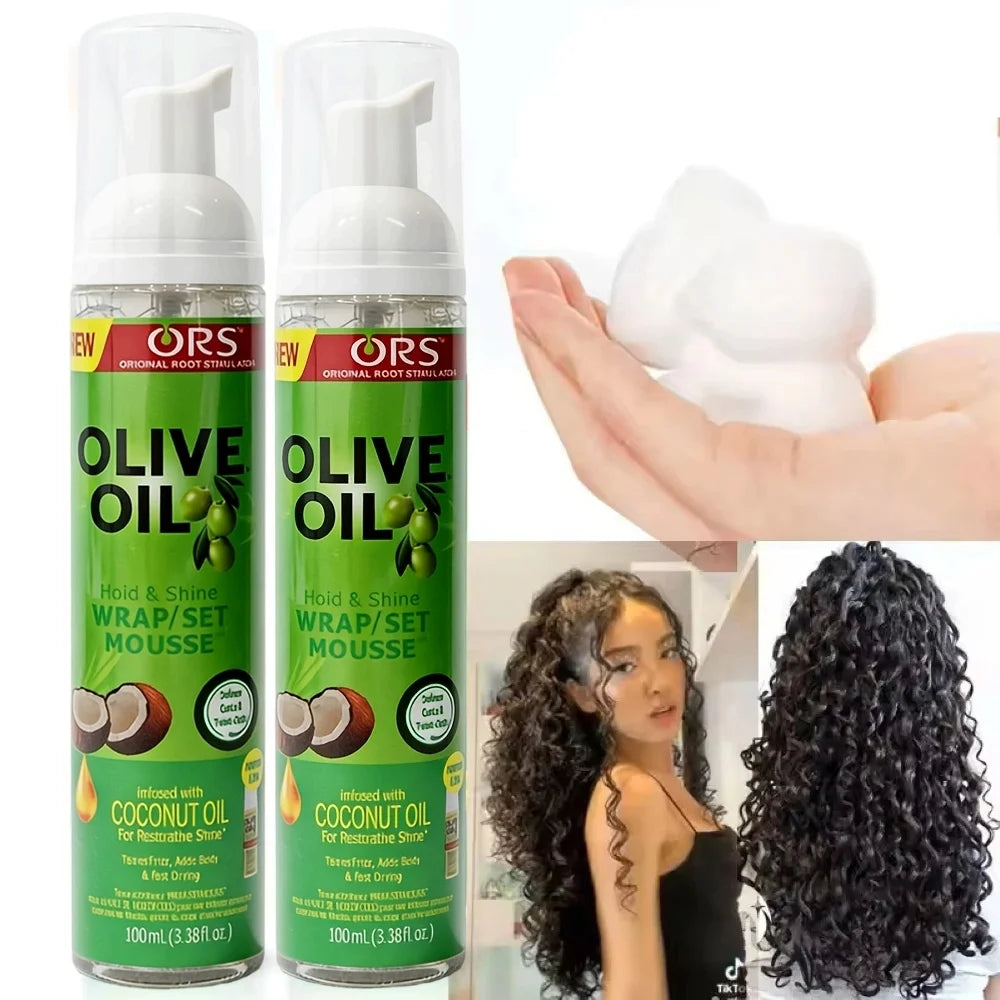 Curly Hair Mousse（100ml) For Wigs Strong Hold Olive Oil Hair Styling Mousse Anti-Frizz Hair Foam Mousse For Styling Hair Women