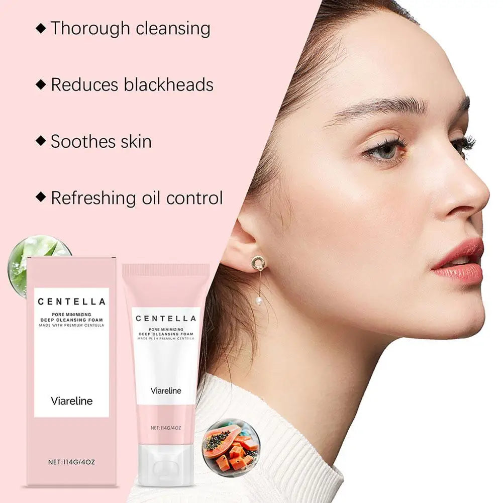 Centella Asiatica Deep Cleansing Foam Cleanser For Women Pore Shrinking Oil Control Barrier Repair Daily Facial Skin Care