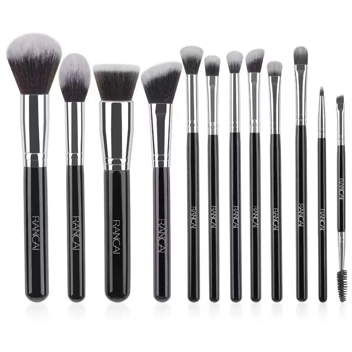 12 brown PU bags, makeup brush sets, soft loose powder, foundation brush,eyeshadow brush, beauty tools. makeup brush set make up