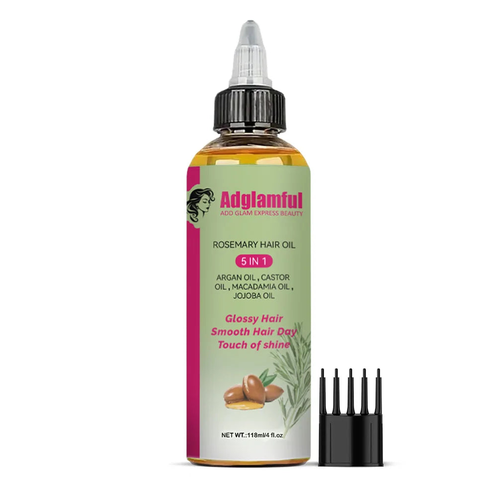 5-in-1 Rosemary Hair Oil 118ml – Smooths Frizz, Boosts Shine & Hydration, Lightweight Fast-Absorbing