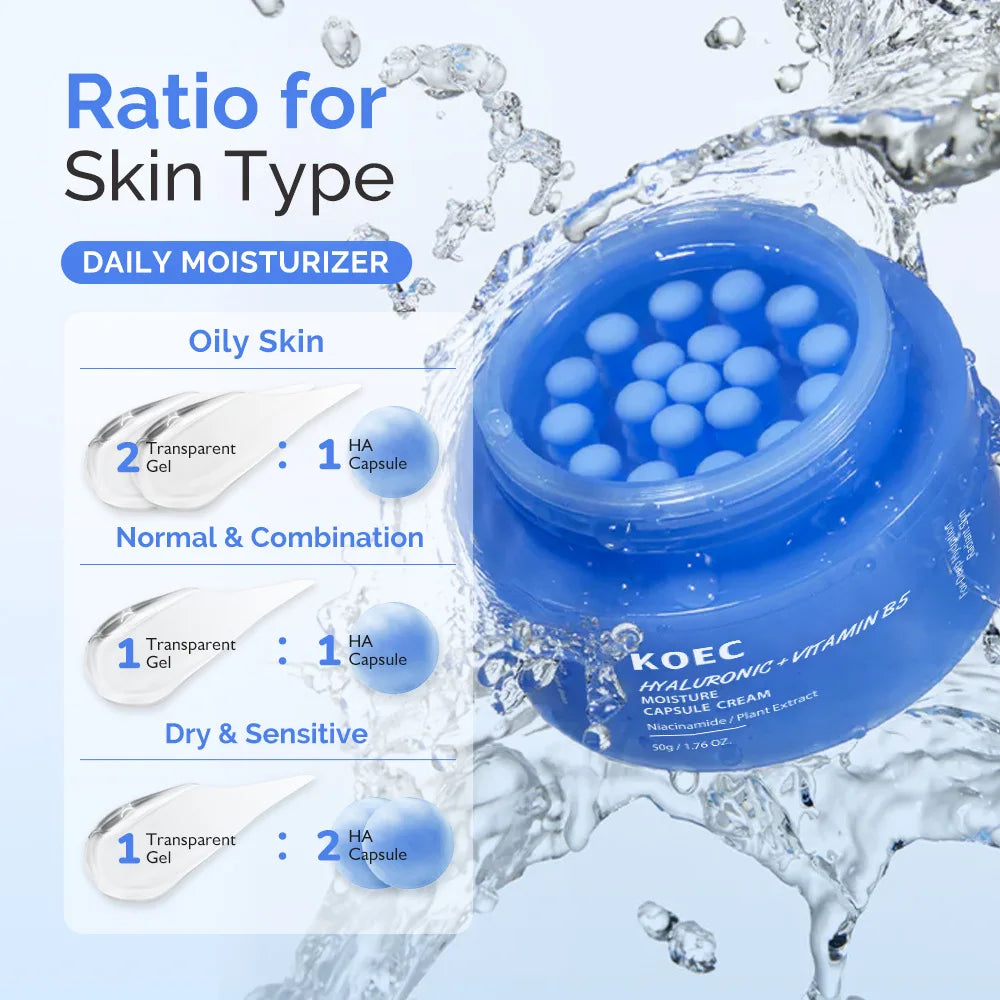 Hyaluronic Acid And Vitamin B5 Capsule Cream Long-Lasting Hydration,Barrier Care & Calming Daily Facial Moisturizer And Serum