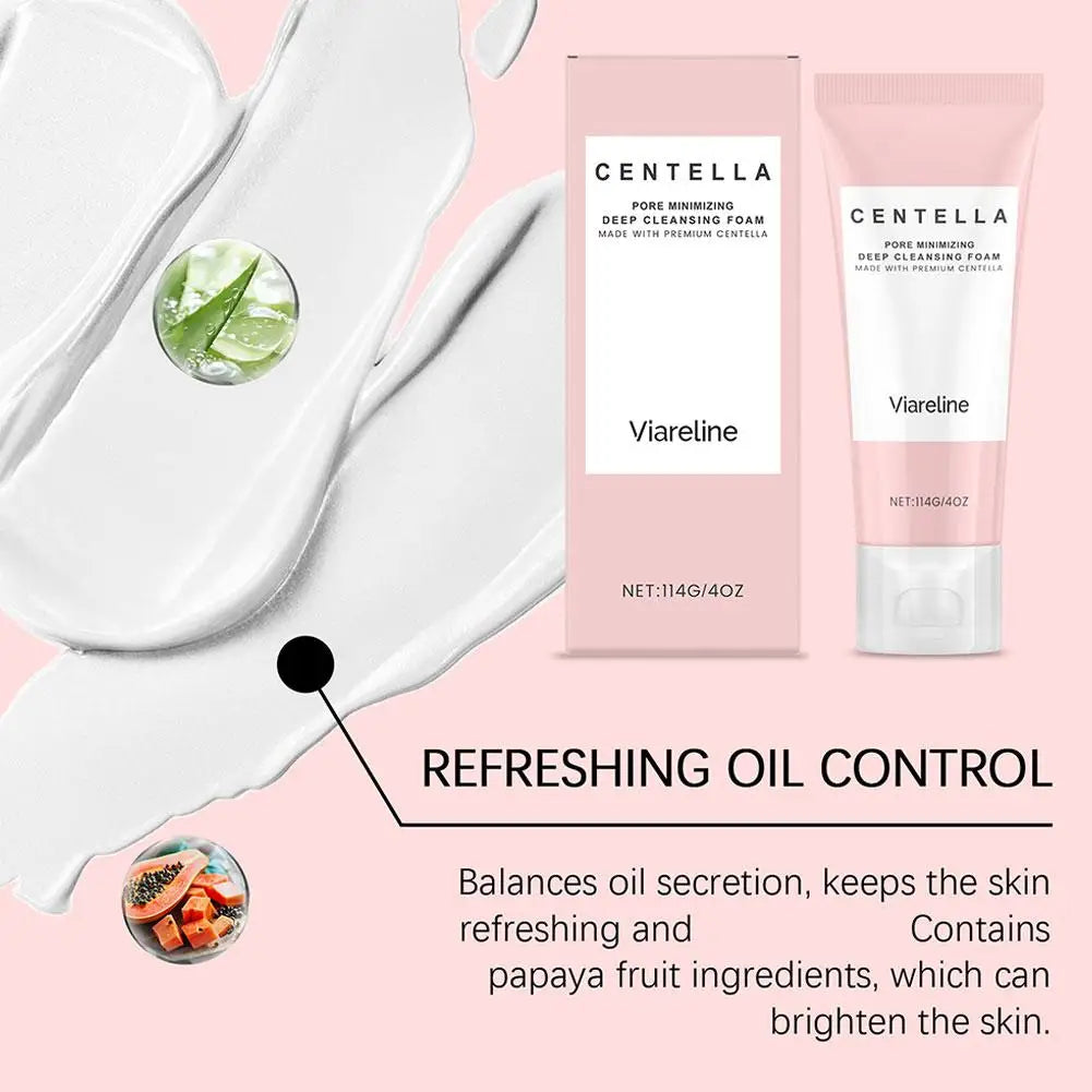 Centella Asiatica Deep Cleansing Foam Cleanser For Women Pore Shrinking Oil Control Barrier Repair Daily Facial Skin Care
