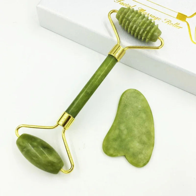 Jade Massagers For Face Body Gua Sha Scraper Beauty Facial Roller Set Natural Gouache Stone Massage Slimming Skin Care Lift box