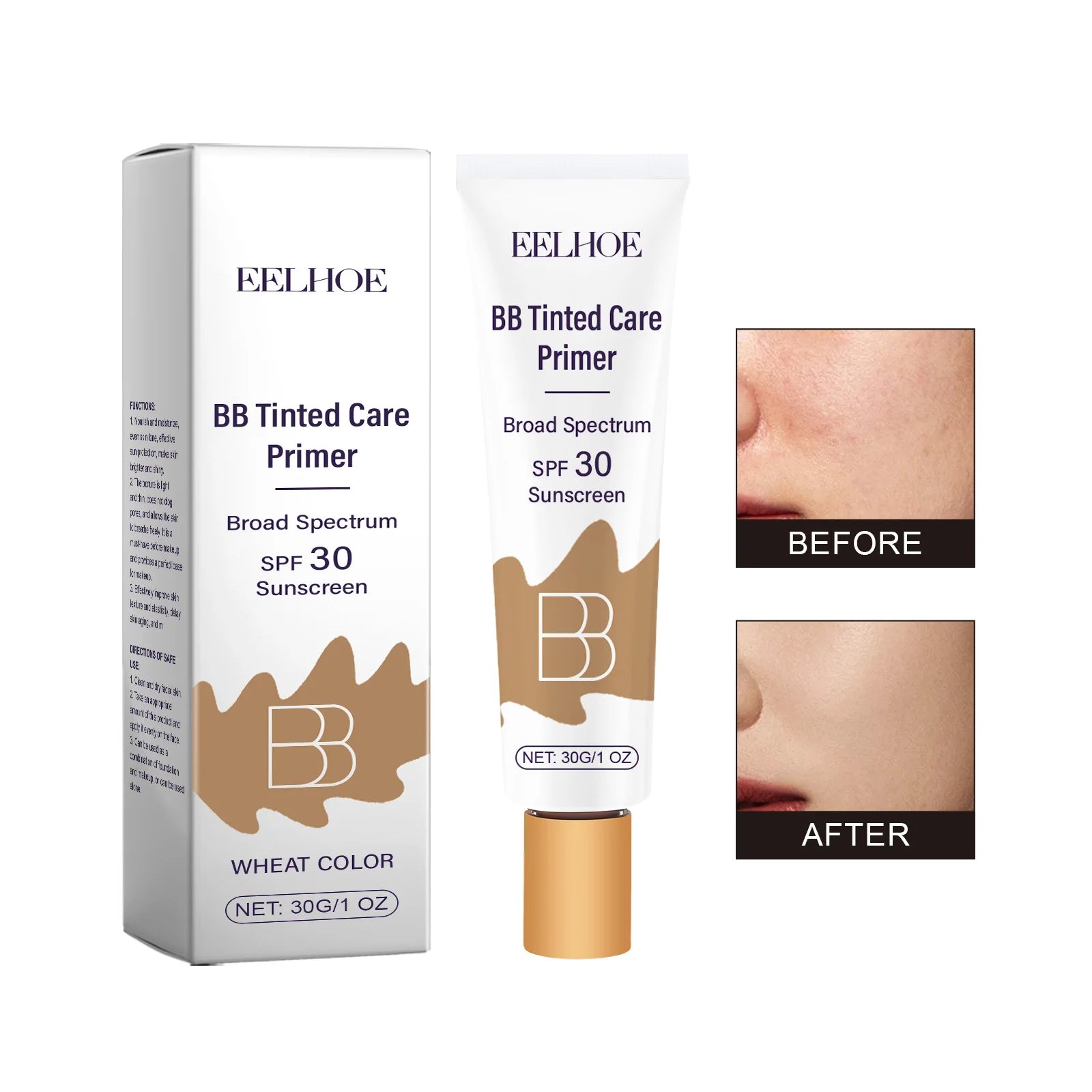 BB Tinted Care Primer Effectively Preventing UV Damage Improve Skin Texture Elasticity Long-Lasting Coverage Moisturizing Cream