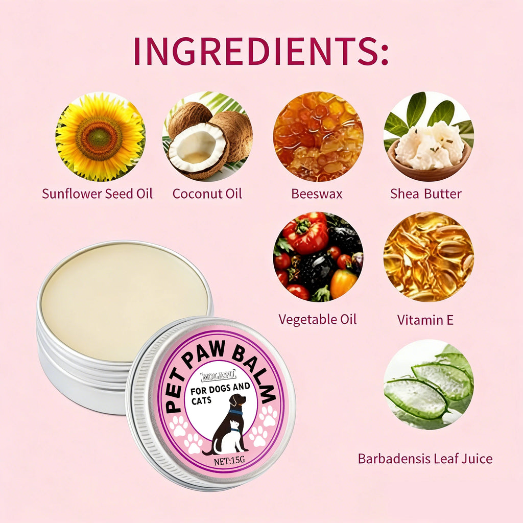 Pet nose, eyes, and paws care cream, containing shea butter, gentle formula, moisturizing and nourishing, suitable for outdoor s