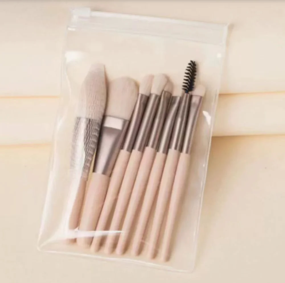 Makeup Brushes 8Pcs Set Travel Makeup Brush Kit with Bag Mini EyeShadow Foundation Loose Powder Blush Detail Brush Beauty Tools