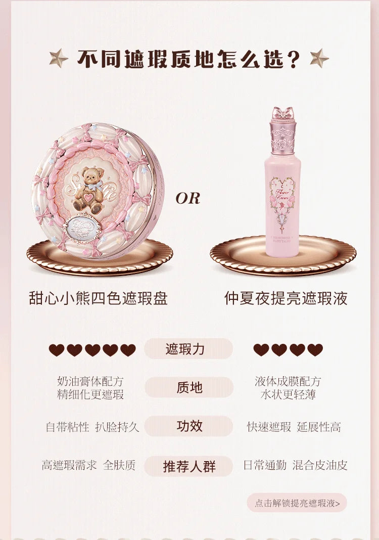Sweetie Bear 4-Color Concealer Palette Flower Knows Face Makeup Set Spot Correcting Highlighting Contouring Beauty Makeup Tool