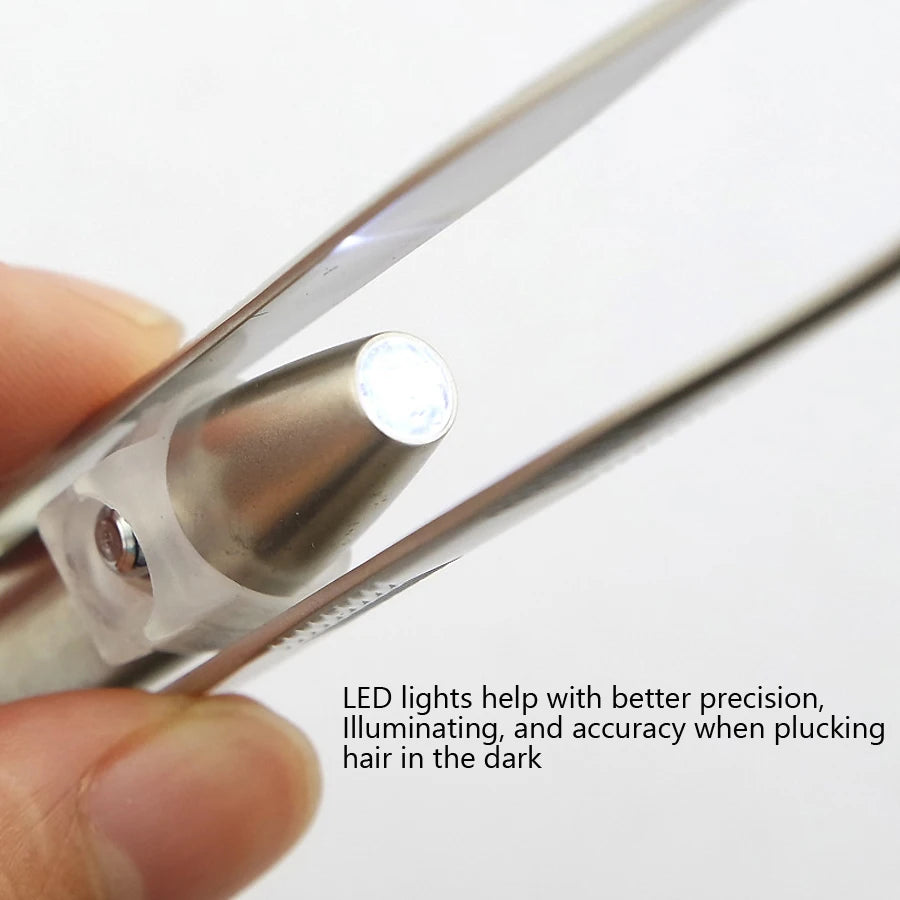 LED Lighted Eyebrow Tweezers
