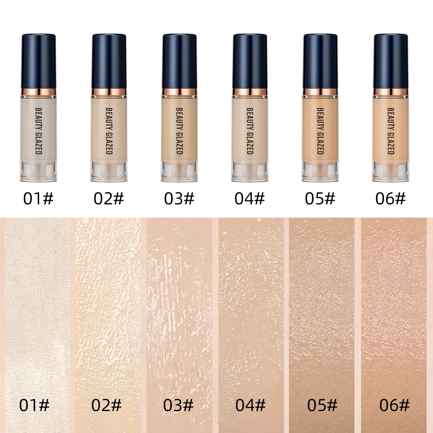 BEAUTY GLAZED 3Pcs Face Makeup Set,Matte Long lasting Waterproof Liquid Foundation+Primer+Puff