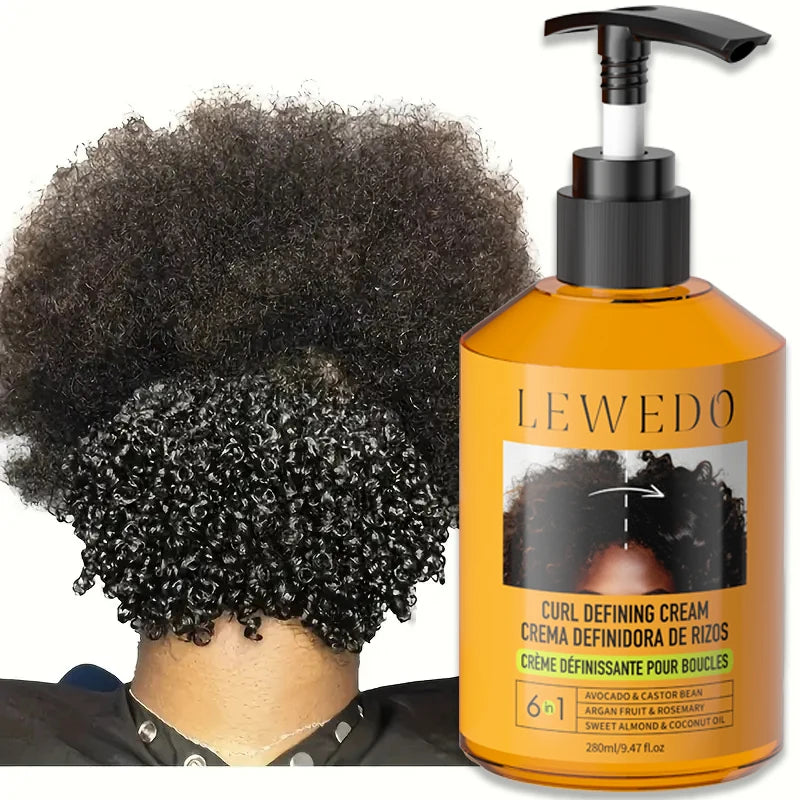 280ml Curly Hair Cream Black Castor Oil Moisturizing Hair Styling Cream Hair Smoothing Anti-Frizz Wavy Hair Defining Cream