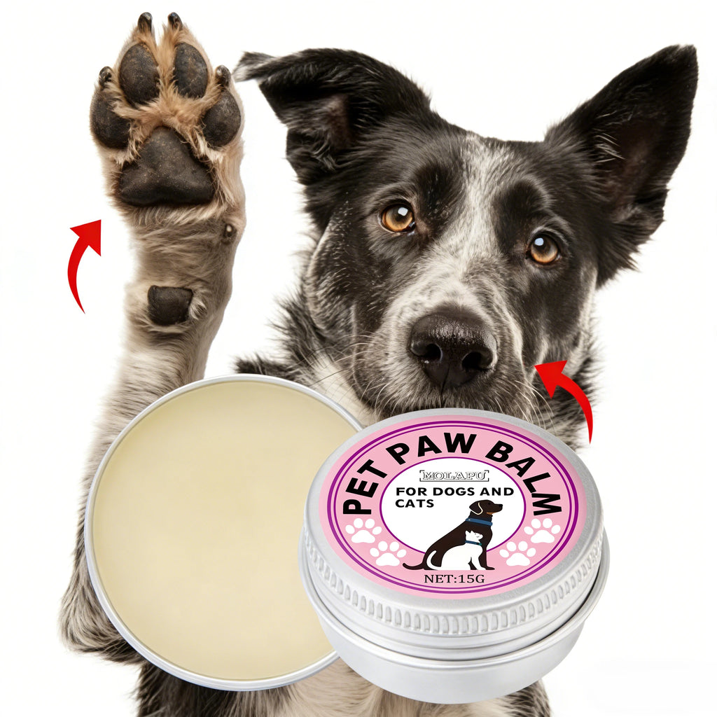 Pet nose, eyes, and paws care cream, containing shea butter, gentle formula, moisturizing and nourishing, suitable for outdoor s