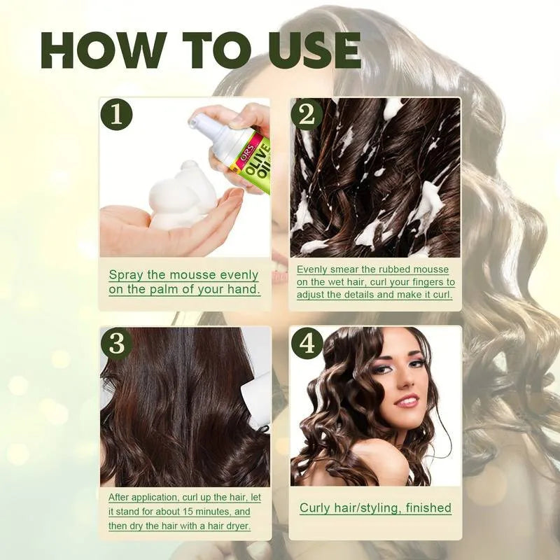 Curly Hair Mousse For Wigs Strong Hold ORS Olive Oil Hair Styling Mousse Anti-Frizz Hair Foam Mousse For Styling Hair Women Men