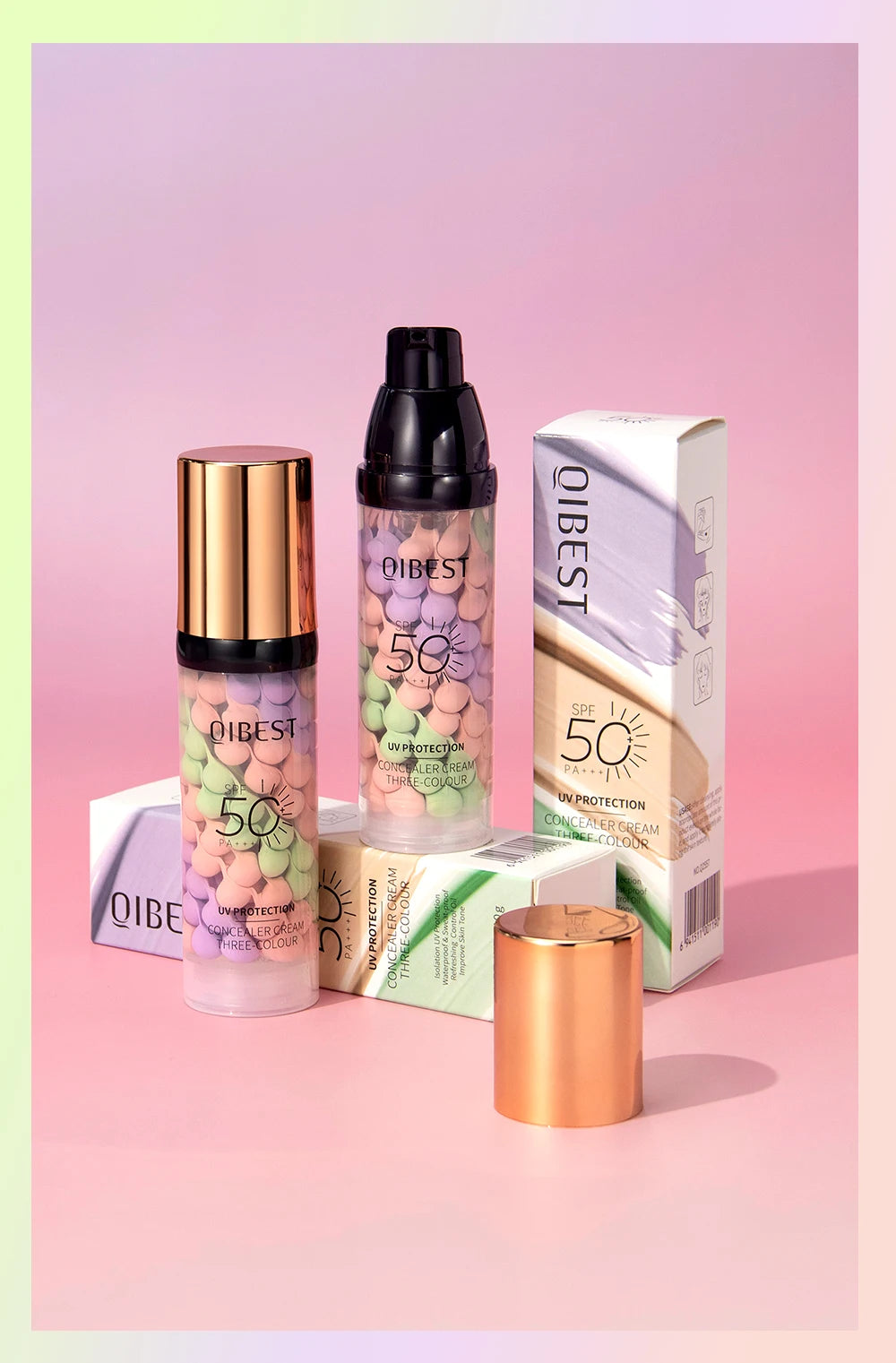 QIBEST Protective Pre-makeup Cream Even Skin Tone Brightening Base Mild Non-irritating Isolation Concealer