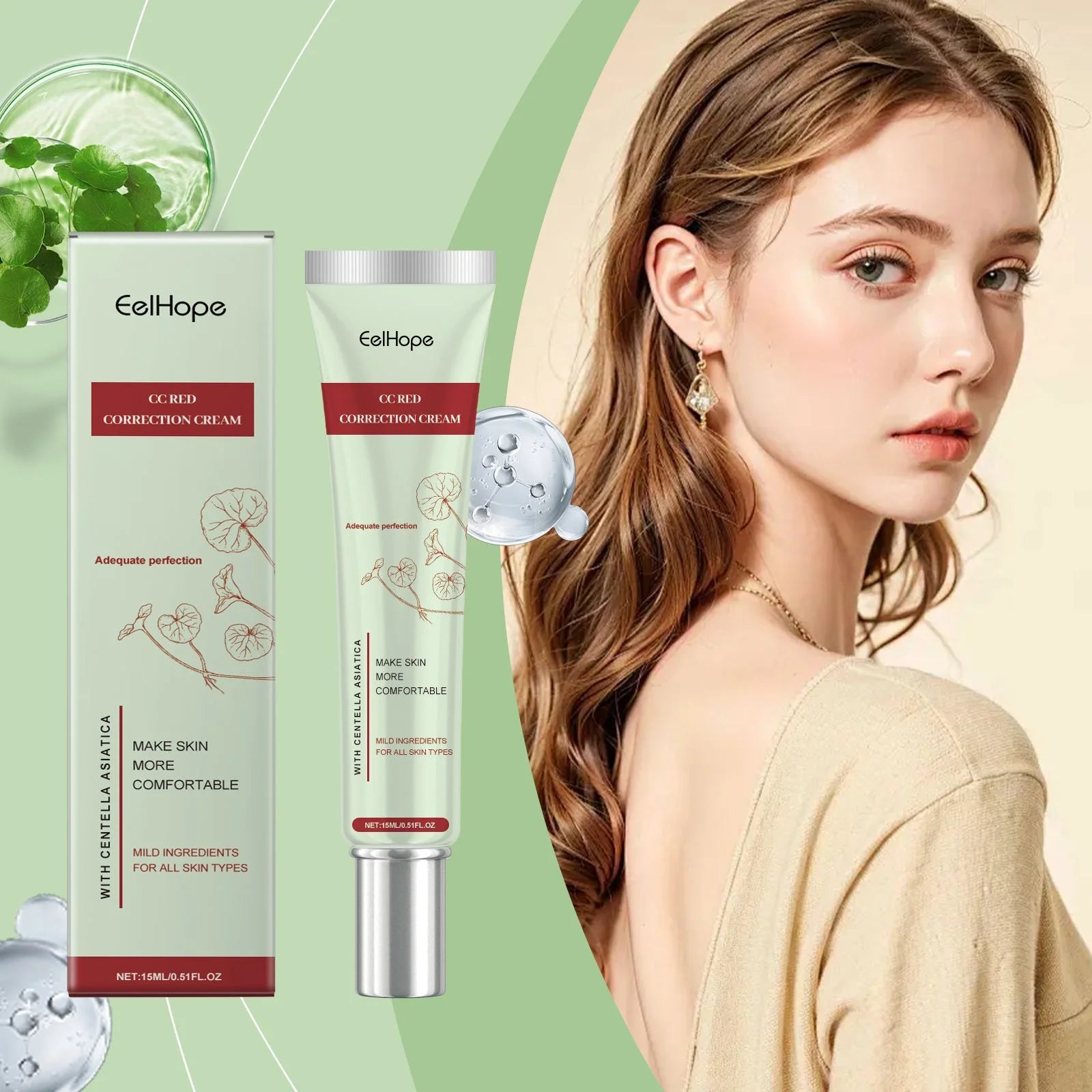 Centella Asiatica CC Cream Repair Redness Damage Smoothing Moisturizing Brighten Sunscreen Concealer Skincare Makeup Foundation