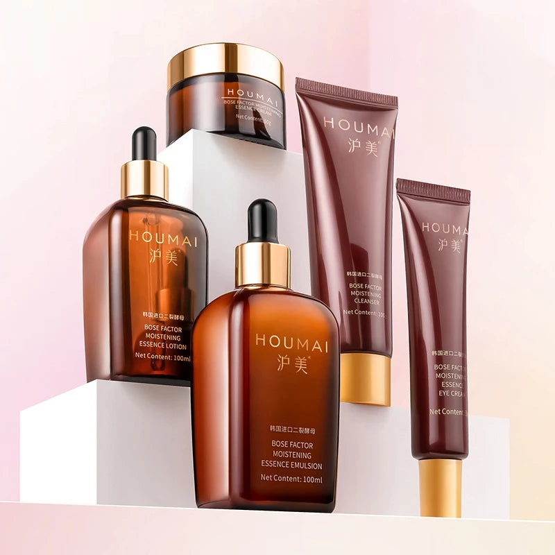 Bosein Facial Care Essence Five-Piece Set, Rich in Skin Care Ingredients Such as Bifid Yeast, the Set Includes Cleansing Milk, Essence Serum, Essence Lotion, Eye Cream, and Face Cream, Hydrating and Moisturizing, Suitable for
