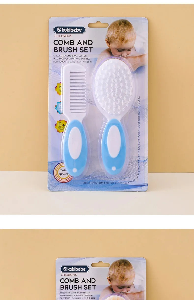 Baby Hair & Body Wash Brush Set-Soft Bristle Bath Scrubber,Gentle Hair Comb & Woolen Care Brush for Gentle Cleansing & Grooming