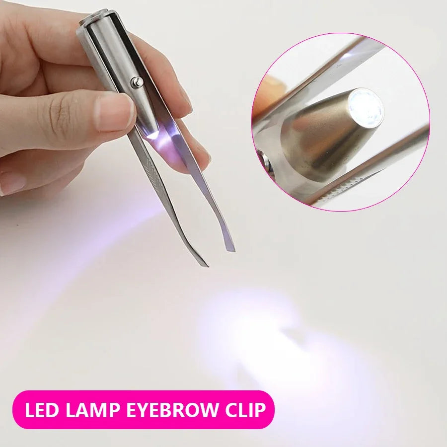 LED Lighted Eyebrow Tweezers