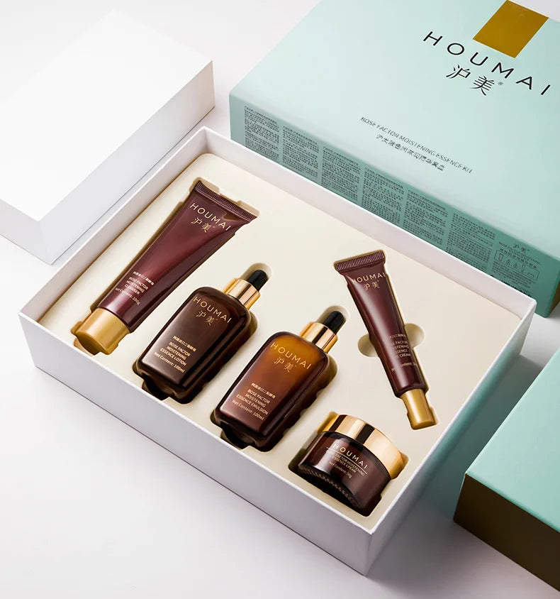 Bosein Facial Care Essence Five-Piece Set, Rich in Skin Care Ingredients Such as Bifid Yeast, the Set Includes Cleansing Milk, Essence Serum, Essence Lotion, Eye Cream, and Face Cream, Hydrating and Moisturizing, Suitable for