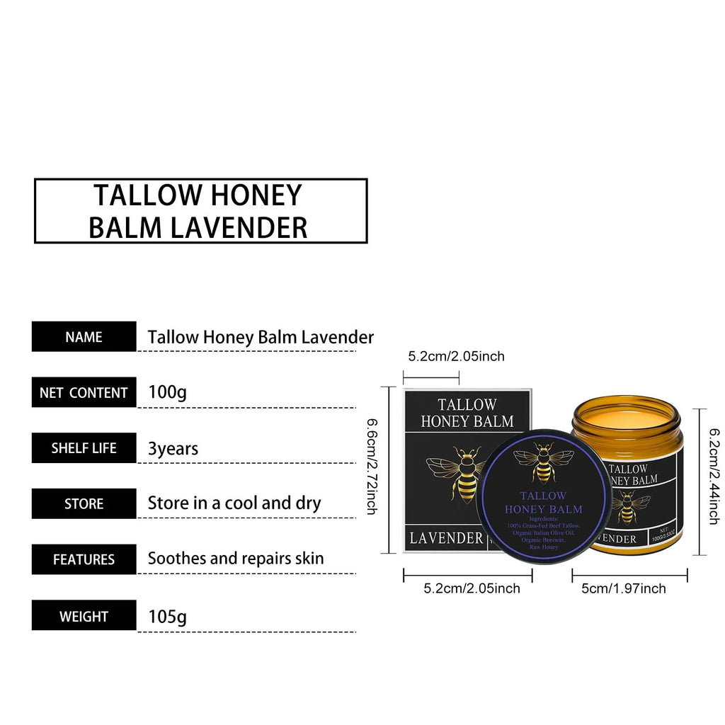 Beef Tallow Face Cream Organic Raw Honey Balm Skin Care Brightening Grass-Fed Natural Whipped Body Moisturizer Hydrating Lotion