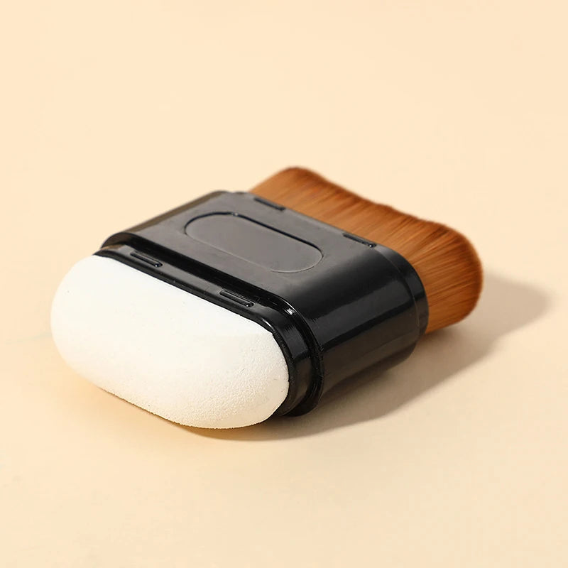 1Pcs Double-Ended Foundation Makeup Brush With Dust Cover Wave Top Contour Beauty Tool For Liquid Powder Concealer Cream