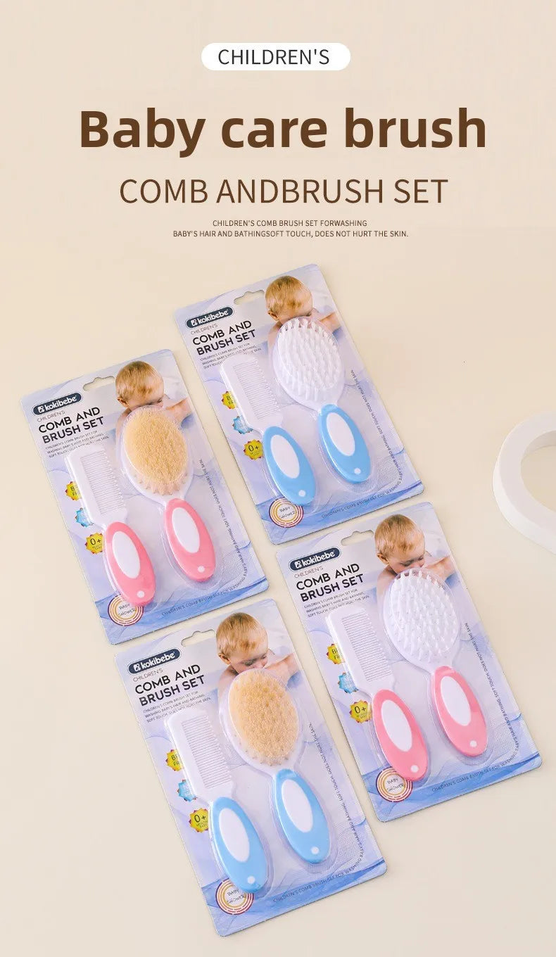 Baby Hair & Body Wash Brush Set-Soft Bristle Bath Scrubber,Gentle Hair Comb & Woolen Care Brush for Gentle Cleansing & Grooming