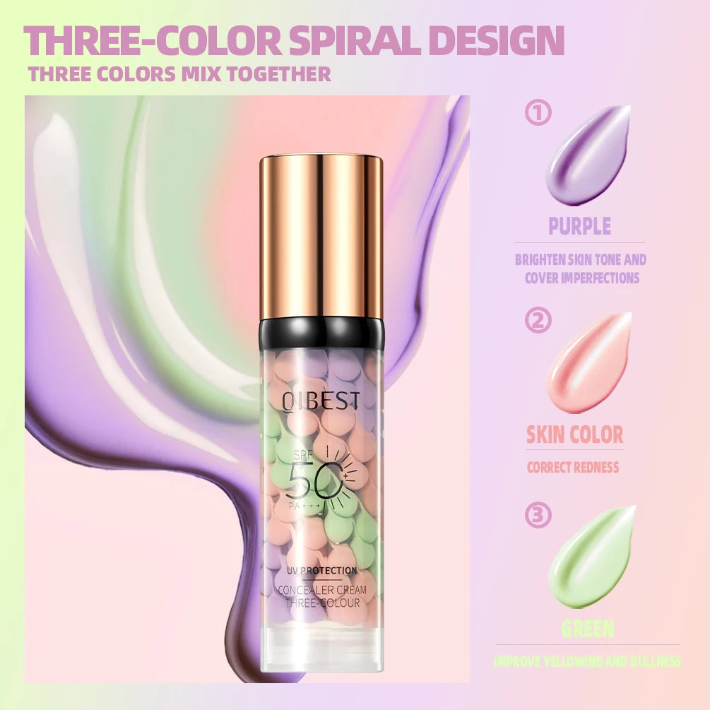 QIBEST Protective Pre-makeup Cream Even Skin Tone Brightening Base Mild Non-irritating Isolation Concealer